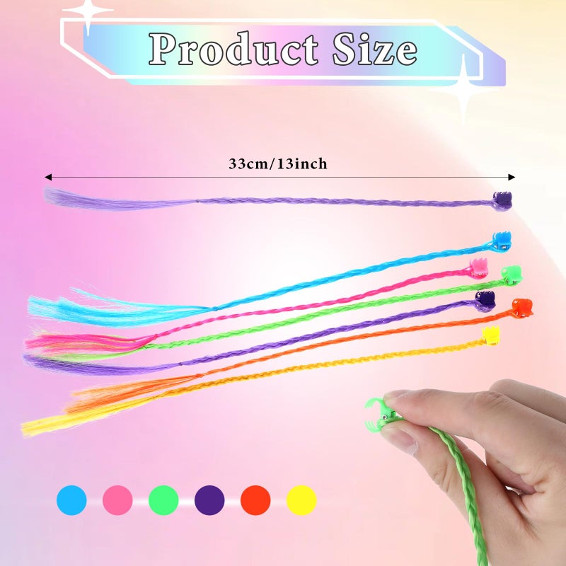 Styquenzer عبوة من 30 وصلة شعر للأطفال، وصلات شعر ملونة بمشابك، إكسسوارات شعر ملونة للبنات، مشابك ضفائر نايلون بألوان قوس قزح للنساء والفتيات، إكسسوارات ذيل حصان للحفلات التنكرية - Image 3